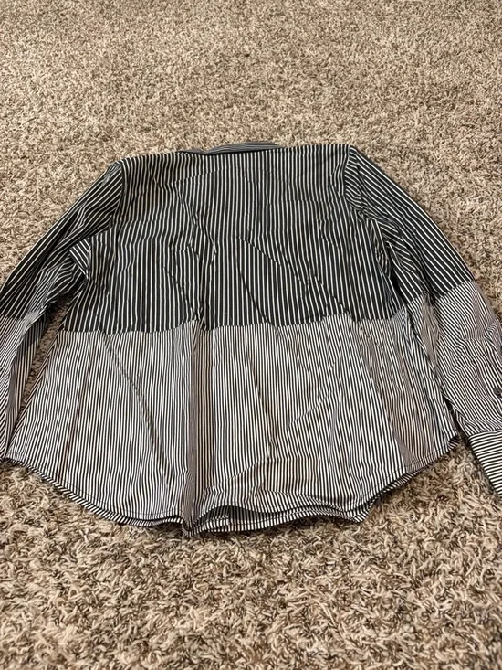 NWT -Worthington Black and White Striped Button-Down Shirt large - Picture 5 of 9